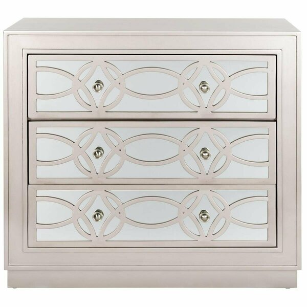 Safavieh Catalina 3 Drawer Chest with Champagne; Mirror & Nickel Handle CHS6400A